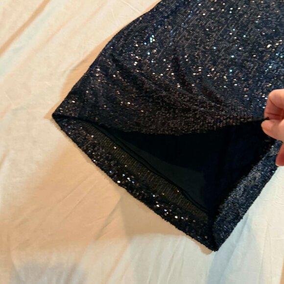 Ophelia Roe flashy sequined elegant black short sleeve midi dress SIZE SMALL - Picture 4 of 13